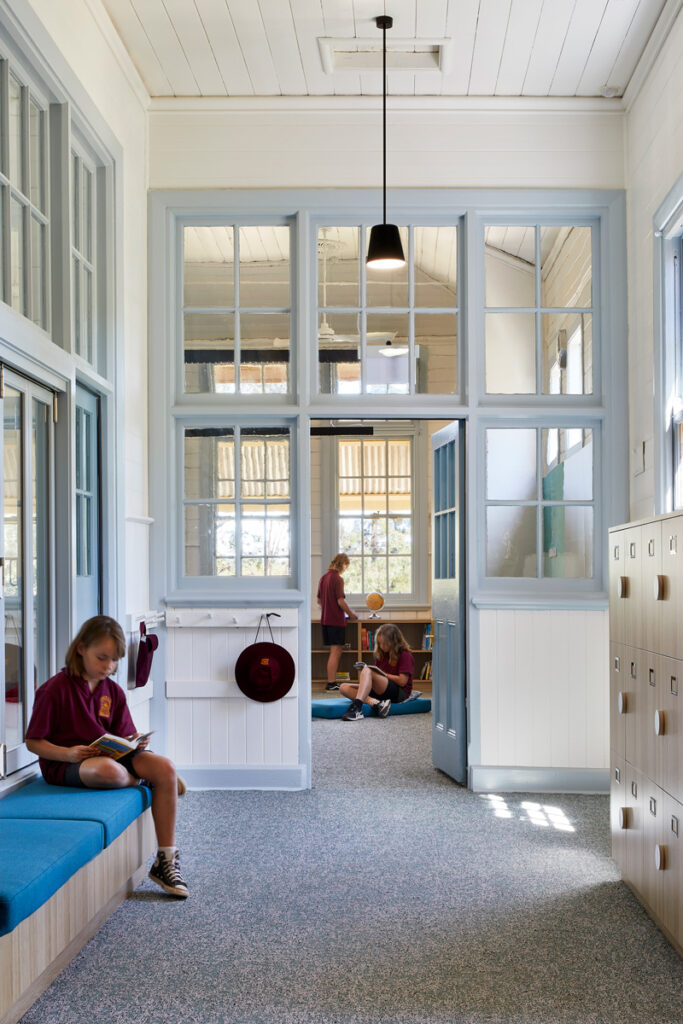 Chewton Primary School reading nooks corridor